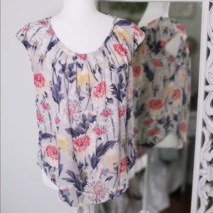 Lauren Conrad Floral Short Sleeve Blouse